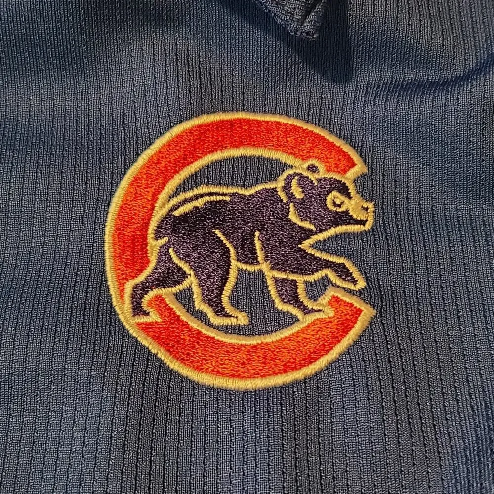 Nike Dri-fit Chicago Cubs MLB baseball blue red short sleeve polo shirt - medium